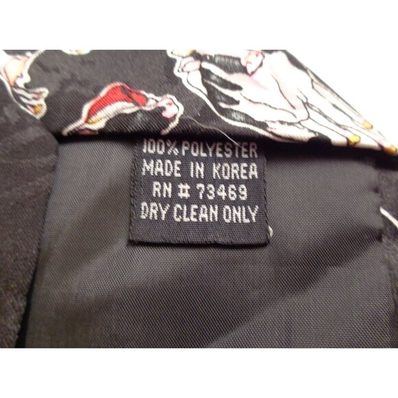 Black Holiday Necktie With Christmas Cow Print By Andaloro - Picture 4 of 4